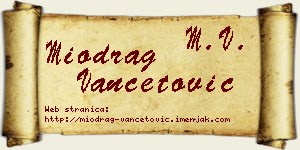 Miodrag Vančetović vizit kartica